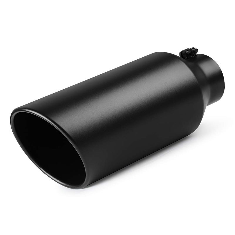 A-KARCK Exhaust Tip 4" Inlet to 7" Outlet, A-KARCK 4" Inlet 18" Long Exhaust Tailpipe Tip Black Coating Stainless Steel Bolt On Design - Image 1